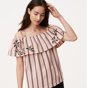 💰Loft Orchid Stripe Off The Shoulder Top: Large